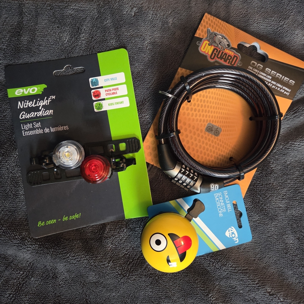 NWT Bike Safety Set Light, Bell, and Lock